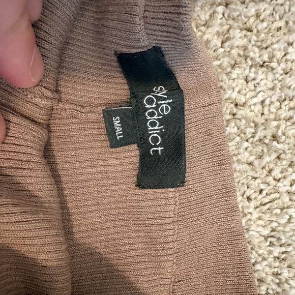 High Waist Tan Ribbed Women's Shorts Style Addict - Picture 2 of 3